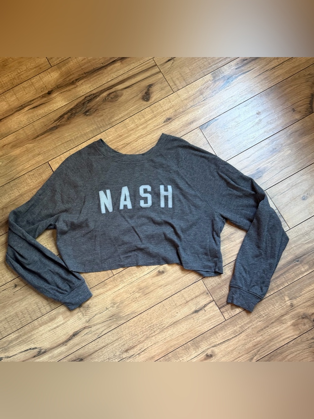 Ash Cropped Long-Sleeve Top in Gray